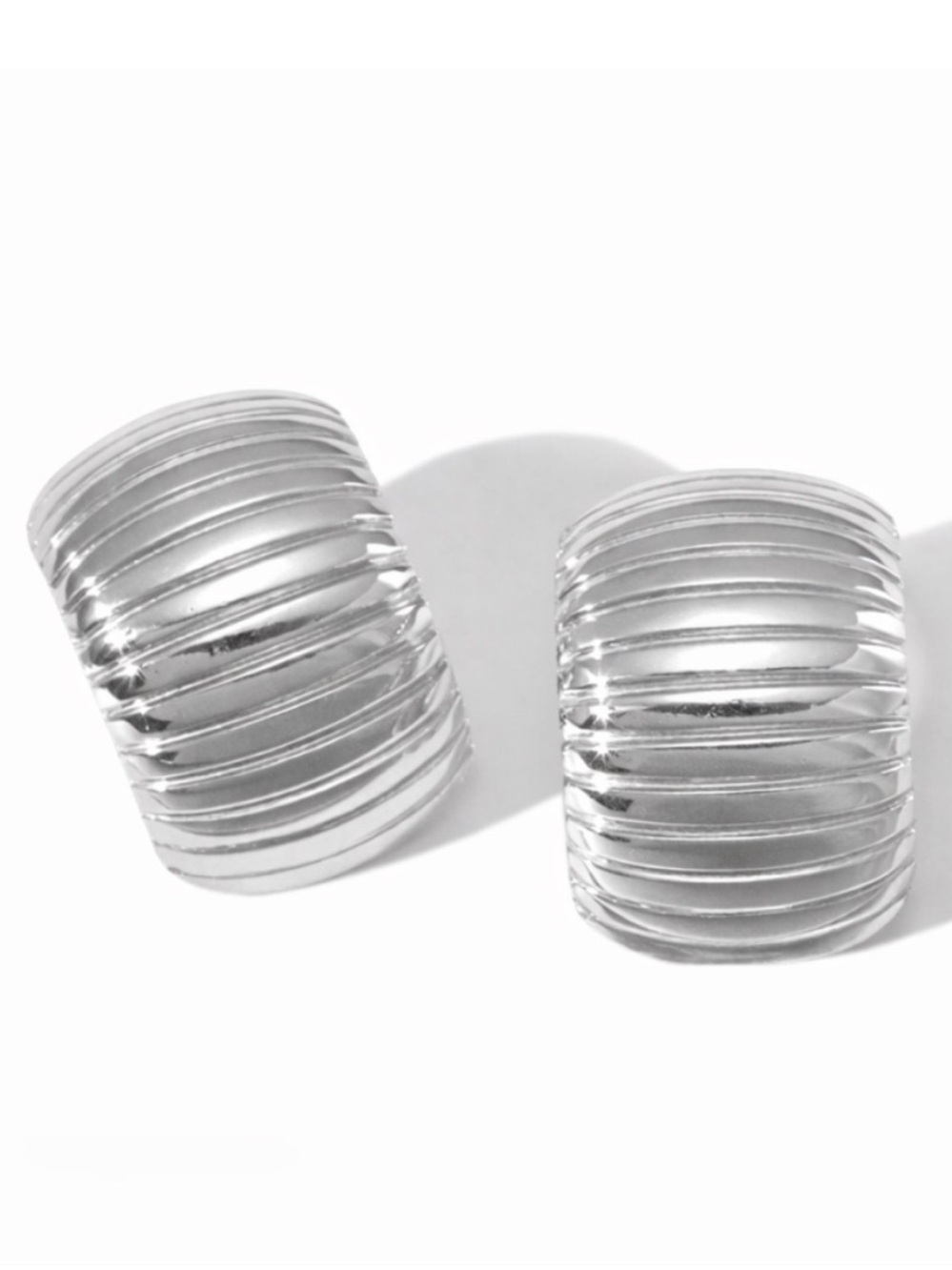 New! Silver Channeled Semi Hoop Earrings (1054) NWOT